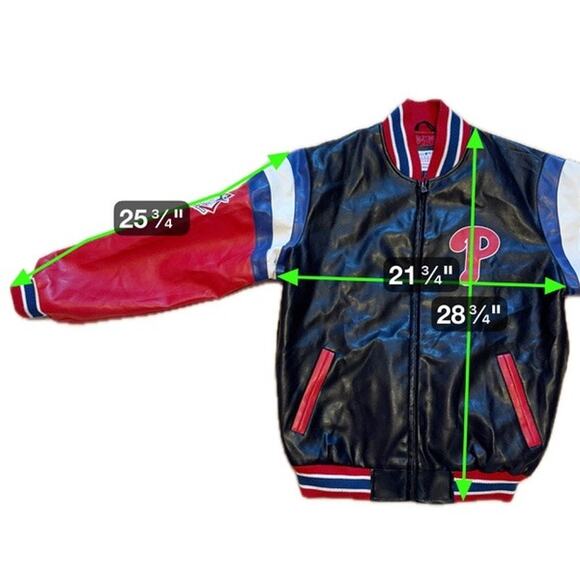Philadelphia Phillies MLB Vintage G-III Leather Varsity Jacket Red Black Medium - Picture 12 of 12